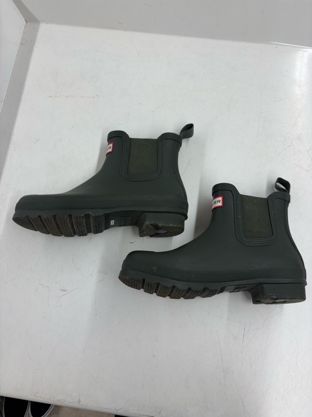 Hunter Short Chelsea Rain Boots in Olive Green - Picture 3 of 5